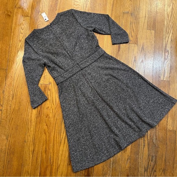 Talbots NWT Fit & Flare Dress Gray Black Tweed Leatherette Trim Knee Length S6 - Picture 9 of 9